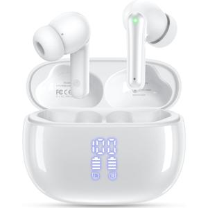 Wireless Earbuds, Bluetooth Ear Buds Headphones with LED Charging Case, Deep Bass Stereo Sound, 40 Hours Playtime, IP7, Lightweight in-Ear Earphones for iPhone Android Sports Workout