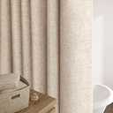 Awellife Tan Linen Style Shower Curtain Set with 12 Durable Hooks - Taupe Fabric Textured Heavy Cloth Neutral Shower Curtains for Bathroom 36 x 72 Inch