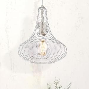 AUTELO Glass Kitchen Pendant Lights Pendant Light Fixture with Hammered Glass Hanging Light for Kitchen Island Living Room Dinning Room H9164