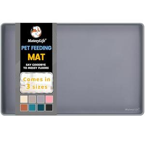 MateeyLife Silicone Cat & Dog Food Mat for Floors Waterproof, Anti-Slip Dog Bowl Mats for Food and Water, Pet Feeding Mats with Lip to Prevent Spills, Pet Placemat for Messy Drinkers to Protect Floors