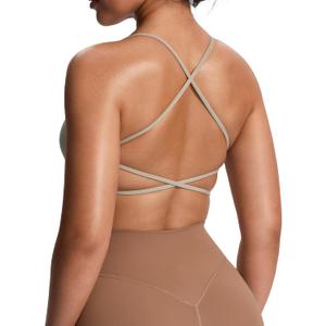 Aoxjox Women's Workout Sports Bras Fitness Trinity Ivy Low Impact Bra Yoga Crop Tank (S)