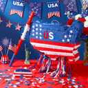 USA Map Piñata Set Red White Blue Birthday Party Supplies 22in Patriotic Shaped Piñata with Stick Blindfold Confetti for Summer Pool Backyard BBQ American Theme Outdoor Party Supplies