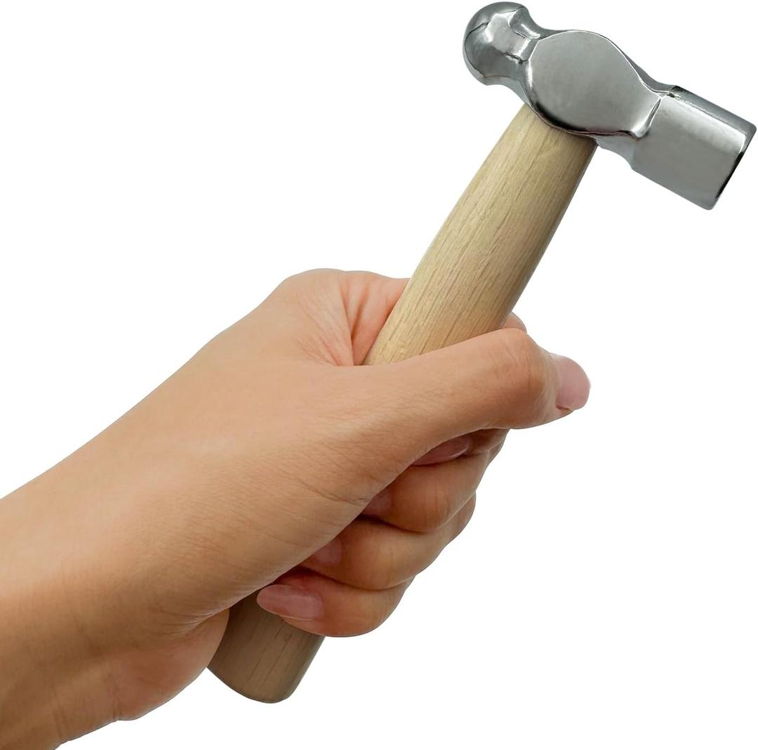 Mini Wooden Handle Round Head Hand Hammer, 12 PCS Reinforced Ball Hammer, Mini Reinforced Ball Hammer, Round Head Wooden Handle, Escape Tool Hand Hammer for Prying Nails, Woodworking, Repairing