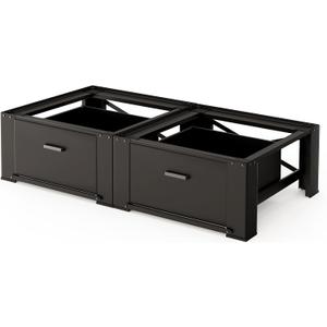 28" Washer and Dryer Pedestals with Drawer- Laundry Pedestal Stand for Washer and Dryer Set of 2,Alloy Steel Washing Machine Stand Raiser, washer dryer pedestal 14.3'' Height Black