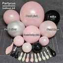 Pearl Pink Black Balloon Arch Kit, Double Stuffed Pastel Baby Pink Blush Silver Balloon Garland for Baby Shower Birthday Bridal Wedding Graduation Mothers Day Women Bachelorette Party Decoration