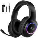 AOC Wireless Gaming Headset Compatible with PS5/4, Nintendo Switch, PC, Bluetooth 5.4 & 2.4GHz Gaming Headphones with Noise Canceling Mic, RGB, Type-C, 20ms Latency, 45H, 7.1 Virtual Surround- Black
