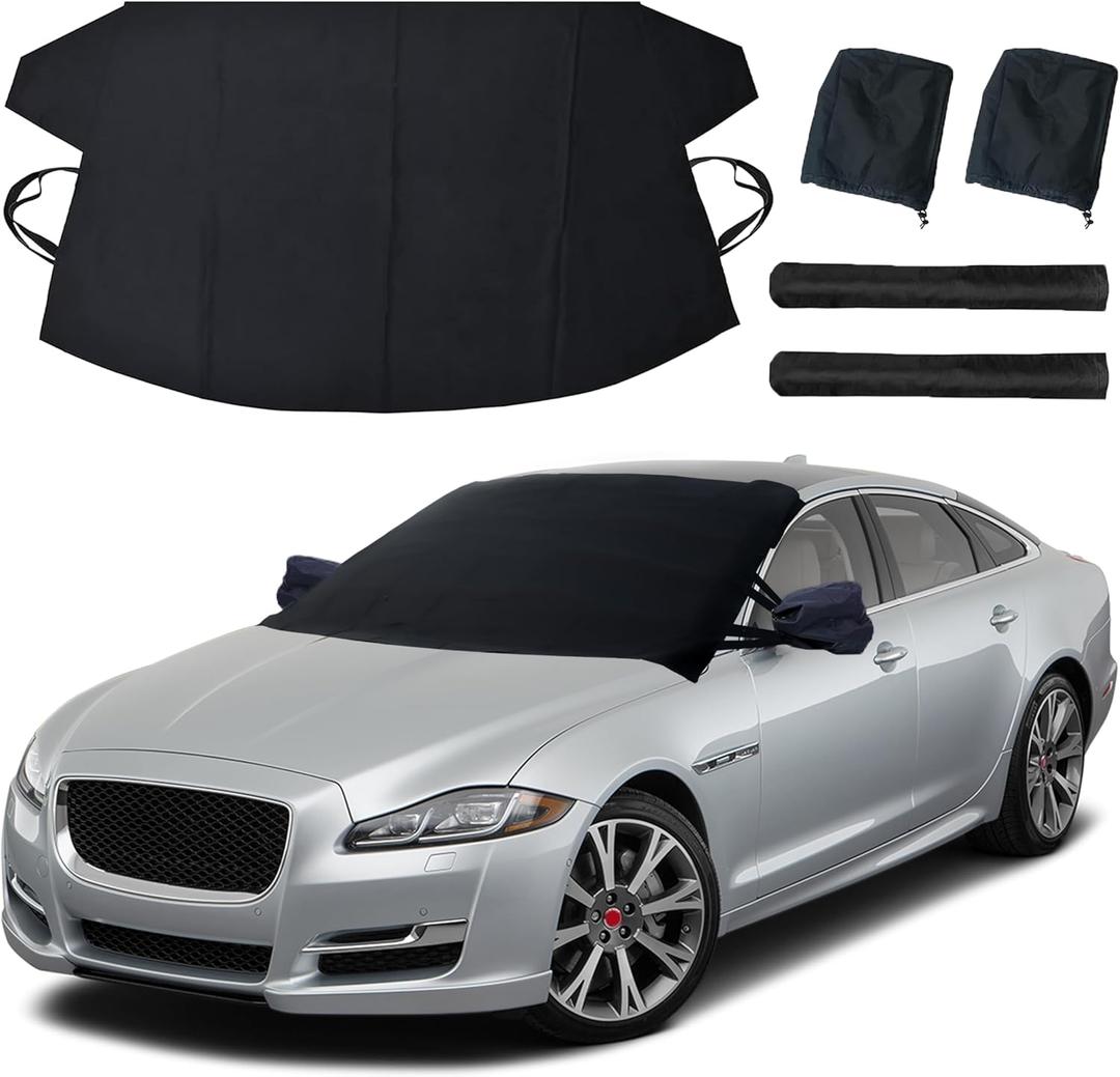 EcoNour Windshield Cover for Ice and Snow | Windshield Snow Cover with Side Mirror Cover & Wiper Protection | Oxford Fabric Winter Cover for Cars, SUVs, Trucks | Medium (69"x42")