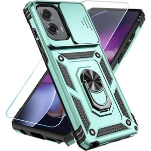 SunStory Phone Case for Motorola Moto G Stylus 5G 2024 Case with HD Screen Protector & Slide Camera Cover & Kickstand, [Military-Grade] Phone Case for Moto G Stylus 5G 2024, Green