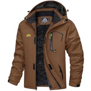 MAGCOMSEN Men's Winter Coats Water Resistant Ski Snow Jacket Warm Fleece Jacket Parka Raincoats With Hood Multi-Pockets, Size: XL