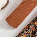 Girl's Floral Ribbed Knit A Line Dresses Long Sleeve Crew Neck Cute Short Dress Cowgirls Fall Outfits, Size: 10 Years