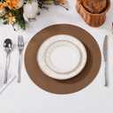 SHACOS 100 pcs Round Paper Placemats Disposable 13 inch Colored Paper Decorative Place Mats for Wedding Birthday Party Bridal Baby Shower Events Table Decoration, Brown