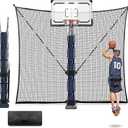 ORIENGEAR Basketball Rebounder Net 10x10 FT – Large Yard Guard Basketball Net Catcher Backstop Net for Outdoor Hoops, Universal Fit for Round & Square Poles, Quick Foldable Storage Design + Carry Bag