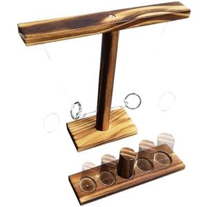 KUKTRCV Wooden Ring Toss Game - Classic Hook and Ring Toss Game for Adults - Fun Table Game for Parties and Family Gatherings Christmas Games