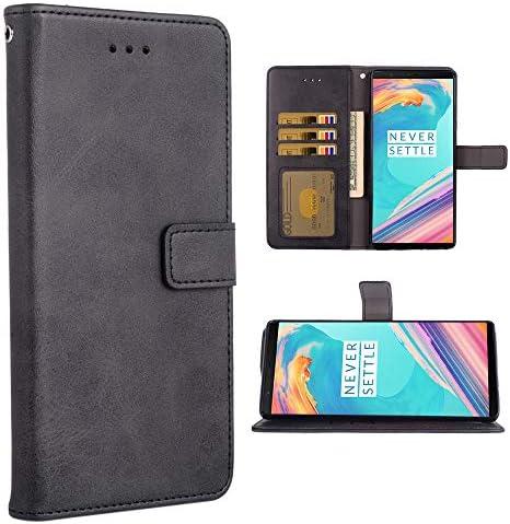 Phone Case for Oneplus 5T Folio Flip Wallet Case,PU Leather Credit Card Holder Slots Full Body Protection Kickstand Phone Cover for Oneplus5T A5010 One Plus5T 1 Plus 1plus 1+ 1+5T Cases Men Black