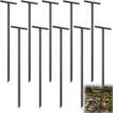 Pelopy 12 Pcs 24 Inch T-bar Trap Anchor Stakes, Heavy Duty, 3/8 Inch Steel | Rebar Ground Anchors, Sharp Point Tip, Strong Hold for Trapping, Landscaping, Camping, Tents, Fences, Sheds, Trampolines