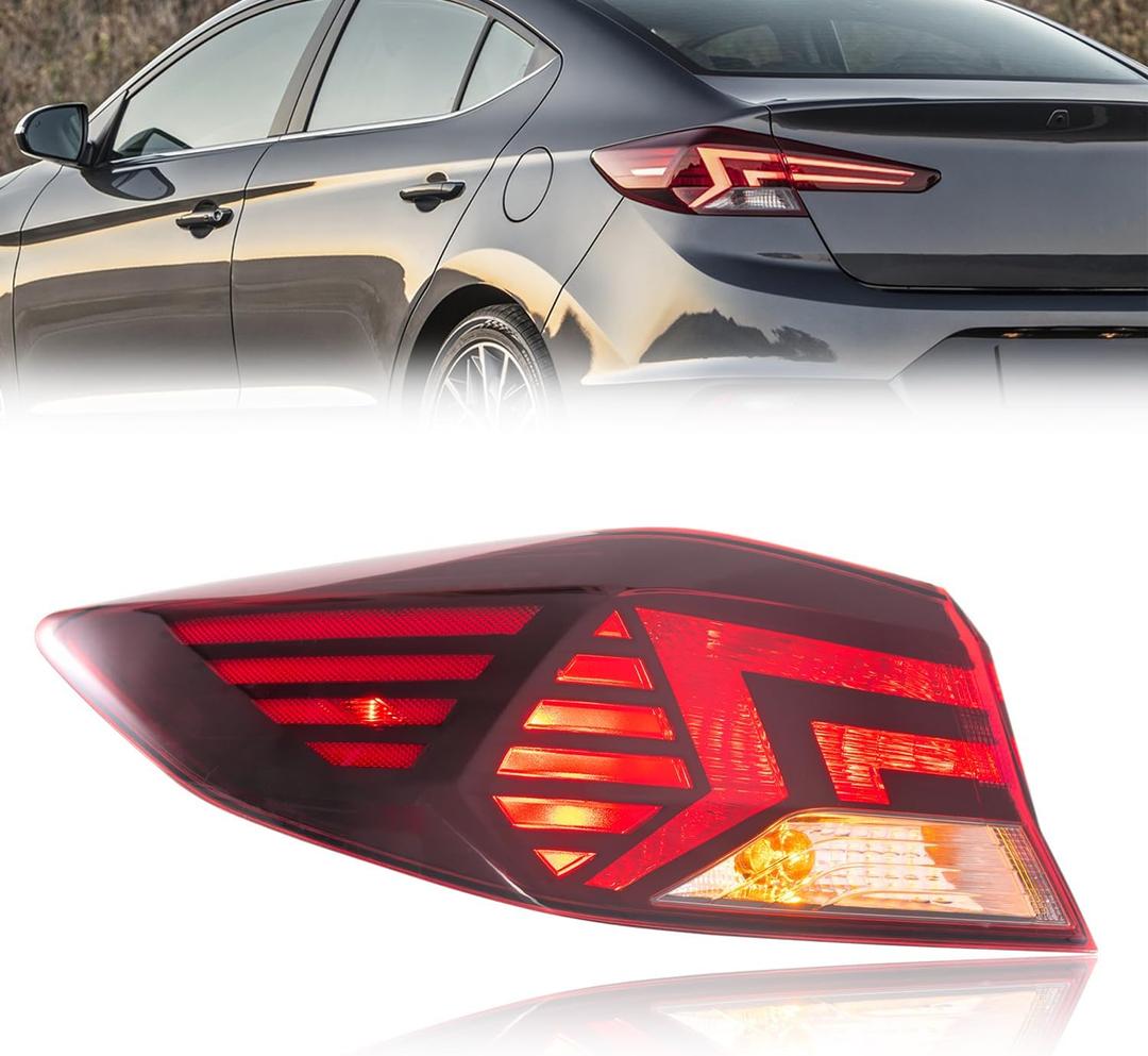 TODO Outer Tail Light Assembly Compatible with 2019 2020 Hyundai Elantra, Halogen Rear Lamp with Bulbs, Fits Eco Limited SE SEL Sport Value Edition, Replaces 92401-F3500 HY2804159 (Left Driver Side)