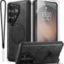 for Samsung Galaxy S26 Ultra Case, Premium Vegan Leather Magnetic Cover with Built-in Invisible Kickstand, Full Camera Lens & S Pen Protection, Slim Shockproof Phone Case 6.9" - Black