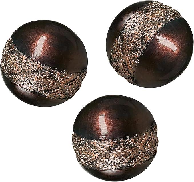 Creative Scents Dublin Brown 3” Decorative Balls  Set of 3 Decorative Balls for Bowls and Vases, Decorative Orbs and Spheres, Home Decor Vase Filler, Spheres for Coffee Table Decor, Dining Room