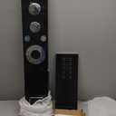 RUMOSE Matte Black Shower Panel Tower System, 5-Function Shower Faucet Set LED Light Rainfall Shower Head Digital Display with Massage Jets Tub Spout Shower Shelves, Stainless Steel, Wall Mount