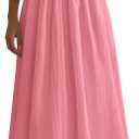 PRETTYGARDEN Pleated Maxi Dresses for Women with Pockets | Sleeveless A-Line Knit,Summer Patchwork Mixed Media Dress,Flowy Long Work Dress for Cocktial,Business Casual,Teacher Outfits (Pink, XXL)
