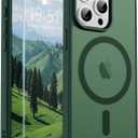 SUPFINE Magnetic for iPhone 15 Pro Case (Compatible with MagSafe) (Military Grade Drop Protection) Slim Translucent Matte Shockproof with Anti-Fingerprint Phone Case,Forest Green