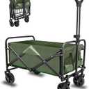 Collapsible Foldable Wagon, Heavy Duty Beach & Utility Folding Cart for Camping, Sports & Outdoor Activities (Green) (Army Green)