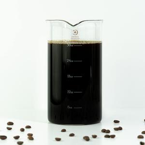 French Press Replacement Glass by Cafe Crush Club - Fire Hardened Borosilicate Beaker - 34 Ounce | 1 Liter Size with White Measures