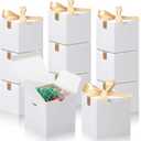 DOYIDE 20 Pack Small Gift Boxes, 6x6x6 Inch White Elegant Paper Boxes with Ribbons, Christmas Gift Box Crafting, Wedding Party Favor, Cupcake, Candy, Bridesmaids Proposal Box