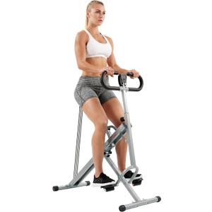 Sunny Health & Fitness Smart Row-N-Ride Glute & Leg Trainer, Foldable Squat Assist Rower with Exclusive SunnyFit App Connection (Grey)