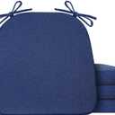 IASEAHK Chair Cushions for Dining Chairs Set of 4, Non Slip Kitchen Chair Pads, 17" x 16" x 2", Indoor Dining Chair Cushions with Ties, D-Shaped Seat Cushions for Kitchen Chairs, Navy Blue, 4 Pack