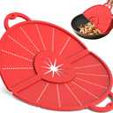 Silicone Splatter Screen for Frying Pan, Foldable Splash Guard, Multi-Use Grease Splatter Guard,Heat-Resistant Trivet Mat, 12" Non-Stick Oil Splatter Guard, Dishwasher Safe, BPA Free-red