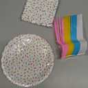 96 Pcs Donut Plates and Napkins Party Supplies Include Sprinkles Paper Plates, 2 Ply Cocktail Napkins, Plastic Forks Disposable Tableware for Baby Shower Birthday Party for 24 Guest (Scalloped)