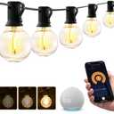 XMCOSY+ Smart Outdoor String Lights, 75Ft G40 Globe Patio Lights with 34 Dimmable LED Bulbs, WiFi & APP Control, Work with Alexa, Extendable Waterproof LED String Lights for Outside, Porch, Backyard