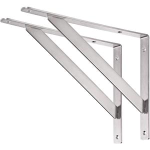 YUMORE 14" Stainless Steel Shelf Bracket, Max Load: 550lb Heavy Duty Solid Shelf Support Corner Brace Joint Right Angle Bracket, Pack of 2 (Silver)