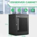 Network Rack Enclosure Cabinet Enclosure for Computer Data Networking Electronic Equipment, Removable Side Panels, Locks, 25in Depth (12U)