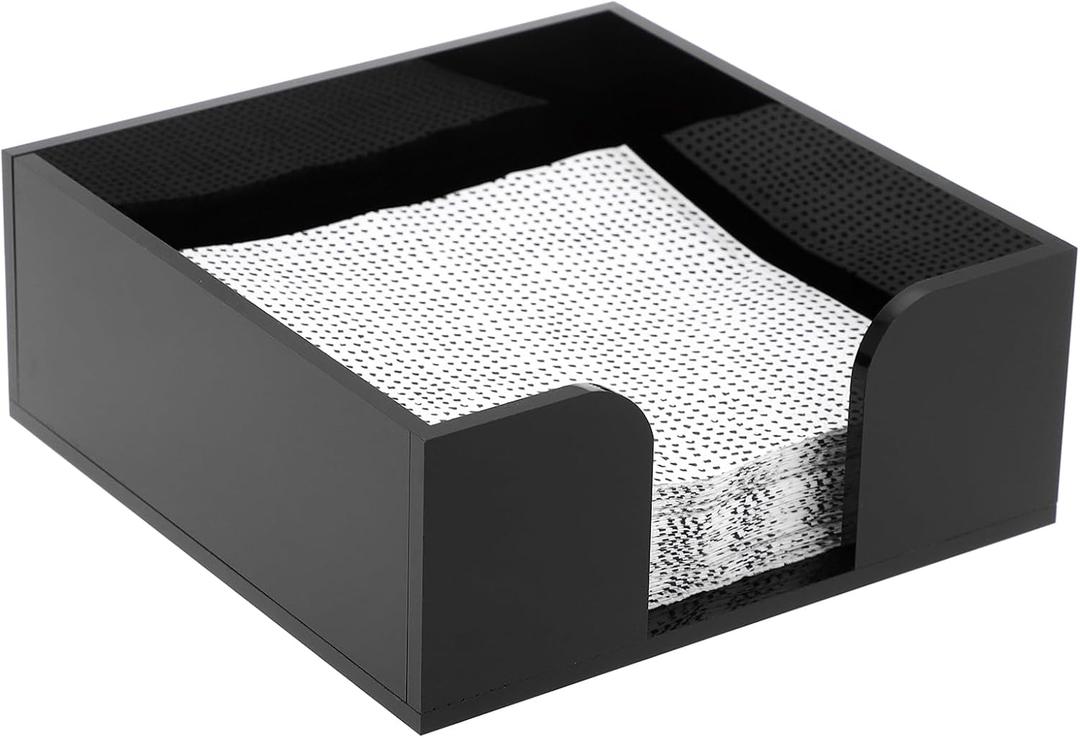 Sumnacon Square Acrylic Napkin Holder - Stylish Black Cocktail Napkin Holder for Table Countertop Kitchen, Decorative Black Napkin Dispenser for Picnic Wedding Party Restaurant Office Hotel