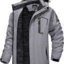 TACVASEN Men's Winter Skiing Jackets Water Resistant Fleece Coats Insulated Thermal Snowboard Jacket Parka Raincoat with Hood (Medium, #215 Light Gray)