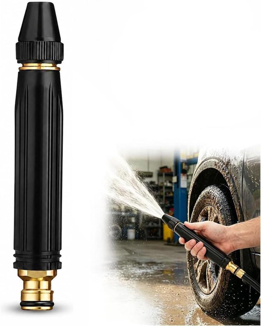 High Pressure Hose Nozzle, 2026 Upgraded All Metal Jet Sweeper Nozzle for Garden Hose, Heavy Duty Adjustable Twist Water Sprayer for Car Wash, Patio, Driveway and Outdoor Cleaning (1 PC)