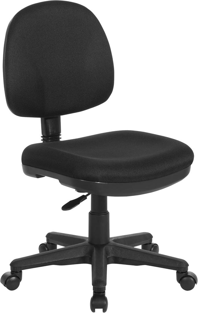 Office Star Pneumatic Sculptured Office Task Chair with Thick Padded Seat and Built-in Lumbar Support, Black
