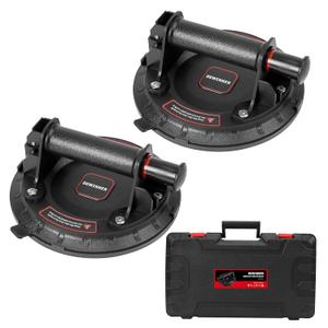 DEWINNER 8" Glass Suction Cups - Heavy-Duty Vacuum Glass Lifter for Tiles and Granite - 660lbs Load Capacity - 2 Pack Industrial Suction Cup with Carry Case