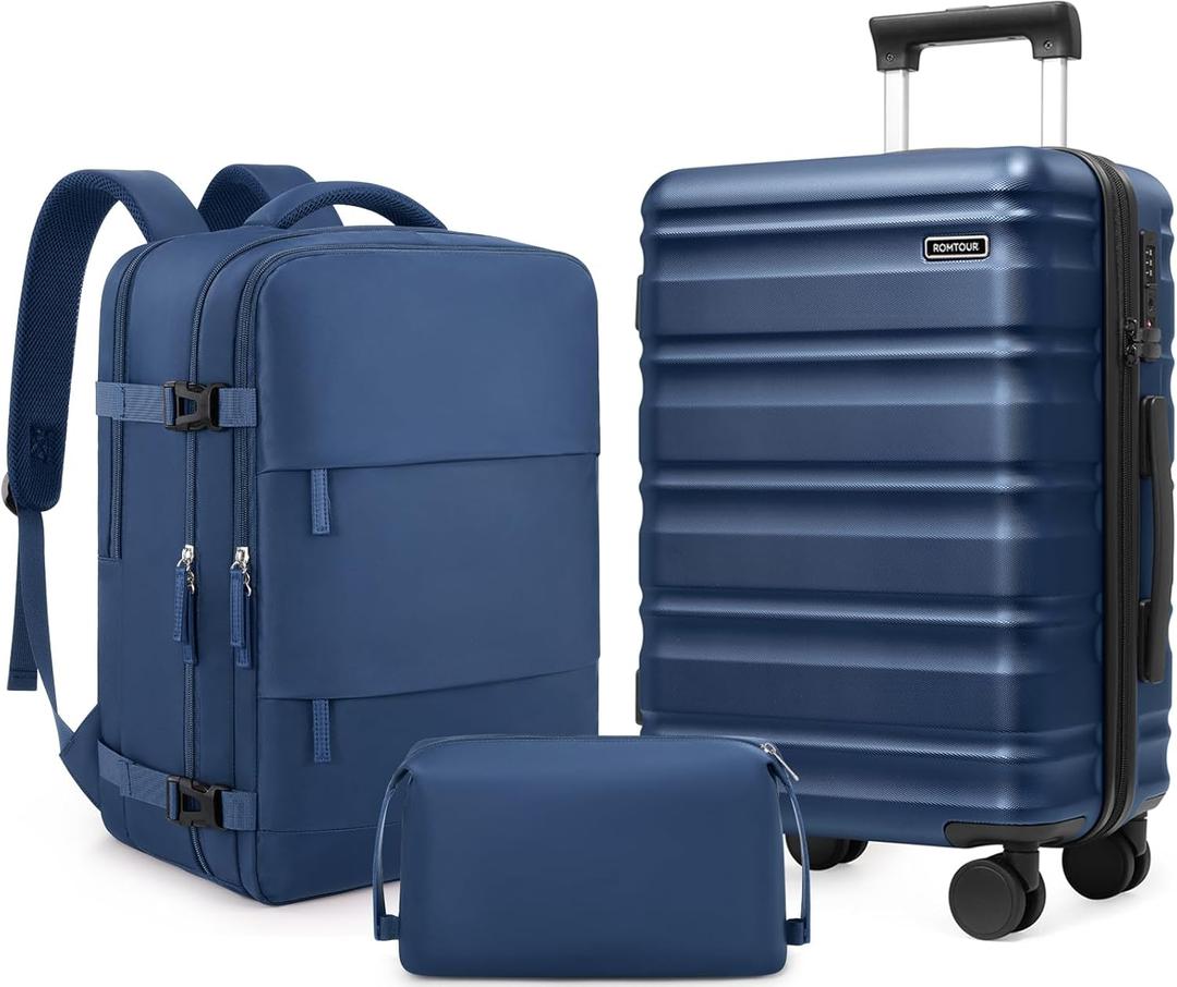 3 Piece Luggage Set 20 Inch Carry On Suitcase with Spinner Wheels, PC Hard Shell TSA Lock, Expandable & Fully Lined Interior, Airline Approved