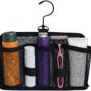 Hangable Mesh Shower Caddy Travel Organizer with Swivel Hook  Large Capacity 3-Compartment Toiletry Bag with Elastic Bands, Polyester Webbing & PVC, Portable Dorm Gym Bathroom Organizer (Black)