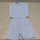 QBGJTD Two Piece Workout Sets For Women Straps Cross Back Tank Top Matching High Waist Booty Lifting Biker Shorts 2 Piece Gym Yoga Active Wear Outfits Womens Athletic Work Out Clothes Blue S