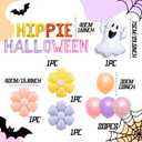 JeVenis Groovy Halloween Birthday Decorations Hippie Halloween Banner Garlands Groovy Ghoul Balloons for Retro Vintage Spooky Ghost Birthday Party Supplies (Orange1)
