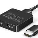 HDMI Splitter 1 in 2 Out, 4K HDMI Splitter for Dual Monitors, 1x2 HDMI Splitter 1 to 2 Amplifier Supports Full HD 1080P 3D for Xbox PS4 Fire Stick Blu-Ray HDTV (1 source onto 2 displays)