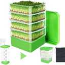 PHAIN 4-Tier Seed Sprouting Kit with Drain Holes and Drain Tray, Upgrade Stackable Microgreens Fresh Organic Bean Seed Sprouter Tray Ripple Soil-Free Sprouter Tray for Beans Alfalfa Seeds