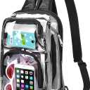 Clear Backpack for Stadium Events 3 in 1 Clear Sling Crossbody Bag with Adjustable Reinforced Straps for Sports Fan, Concert Festivals and Games (Black)