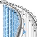 Double Curved Shower Curtain Rod 42 to 72 Inches Elegant Double Shower Curtain Rod Adjustable Wall Mounted Double Shower Curtain Pole for Bathroom (Silver, 42 to 72")