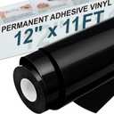 XSEINO Permanent Vinyl - 12" X 11FT Black Adhesive Vinyl Roll for Cricut, Silhouette and Other Cutters, Vinilo para Autos, Decor Sticker, Car Decal, Scrapbooking, Signs(Glossy Black)