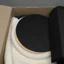 B FSOBEIIALEO Ottoman with Stroage, Round Sherpa Storage Ottoman Stool, Boucle Foot Rest 14.6"x14.6"x17.7"White